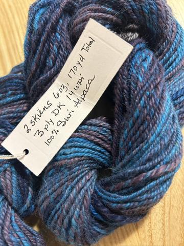 Hand dyed alpaca yarn
