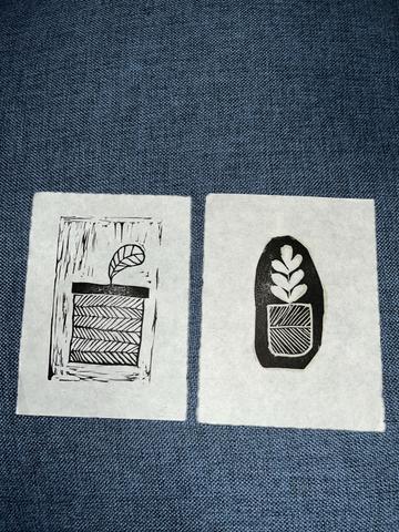 Botanical Linocut print Duo (5 x 4)