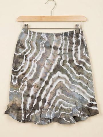 Ice Dyed Fresh Produce Ruffled Cotton Skirt