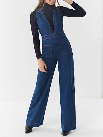 Eleanor plunging denim jumpsuit