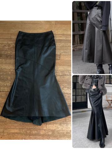 Leather Paneled Mermaid Skirt