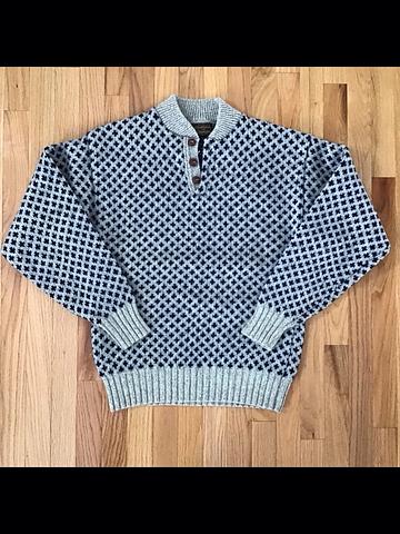 Vintage 80s Eddie Bauer USA-Made Wool Henley Birdseye Sweaters