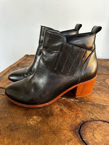 Black leather ankle boots