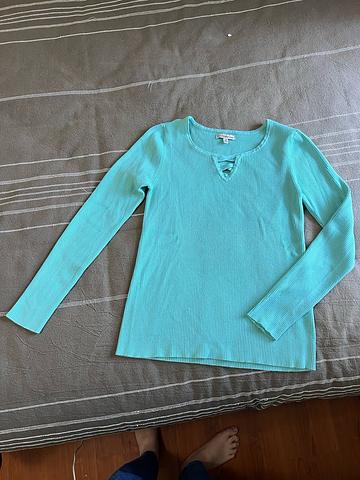 turquoise ribbed sweater