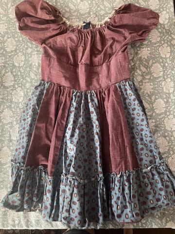 Maroon and blue prairie mini dress