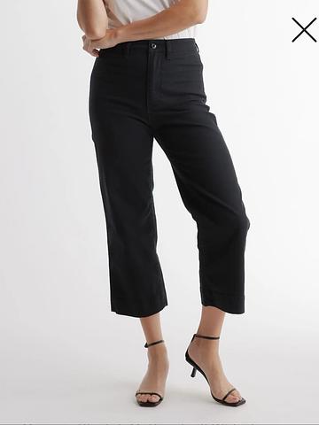 Organic Stretch Cotton Twill Wide Leg Crop Pants