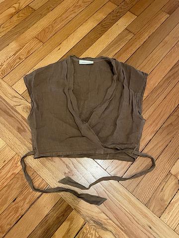 Linen wrap top
