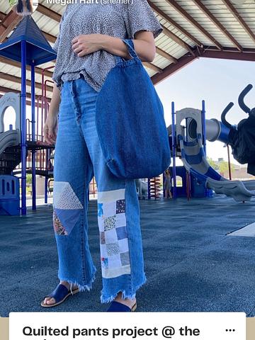 Upcycled jeans with quilted patches
