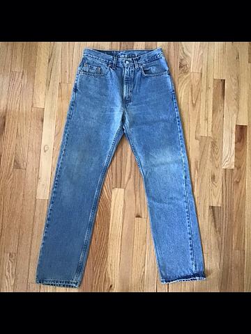 Vintage 90s 1999 Levis Black Paper Batwing Tag 505s (501 with zipper)