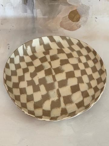Nerikomi checked ceramics dish *seconds*