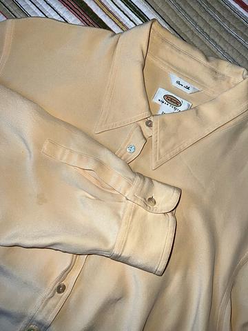 yellow silk button down