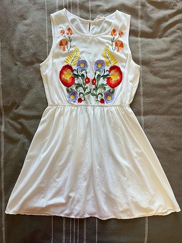 floral embroidery rayon dress