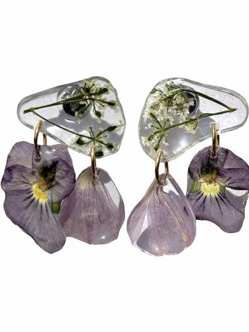 REAL pressed flower earrings