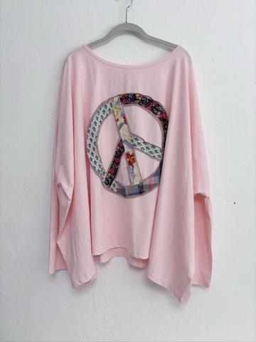 Boxy long sleeve peace sign tee 2X