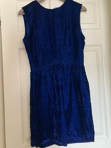 Sleeveless Blue Velvet Dress