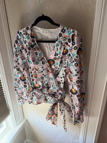 Colorful wrap top
