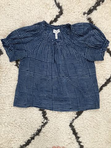 Puff sleeve gingham blouse