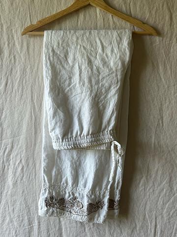 White linen pants
