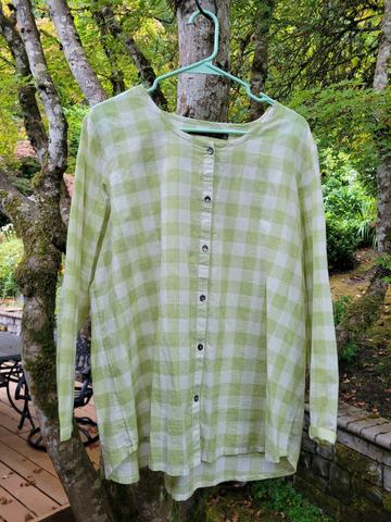 Gudrun Sjoden green gingham top L