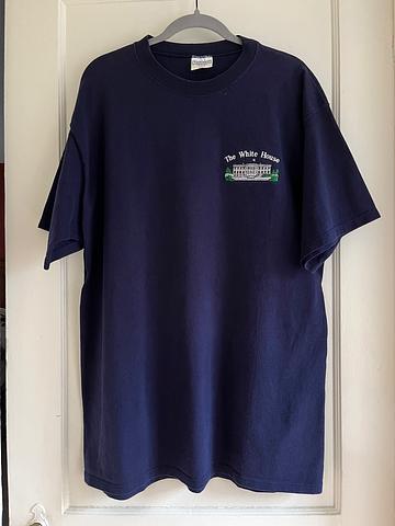 90s Heavyweight Cotton Navy Blue T-Shirt Embroidered Logo