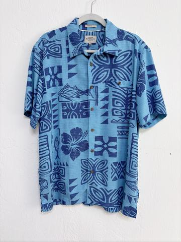 Quicksilver Blue Hawaiian print shirt