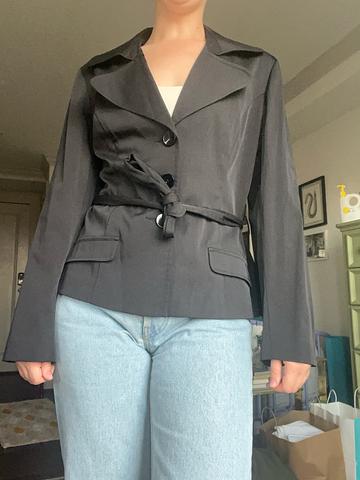 black blazer with tie belt