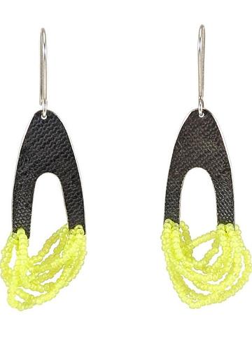 Silver arches with bright lime beads