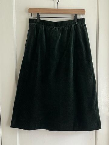 Green Cotton Velvet Skirt