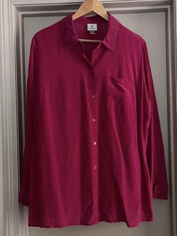 Magenta 100% silk shirt