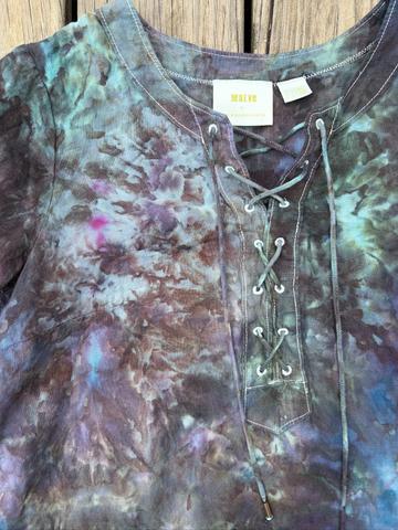Ice Dyed Maeve Anthropologie Linen Peasant Top