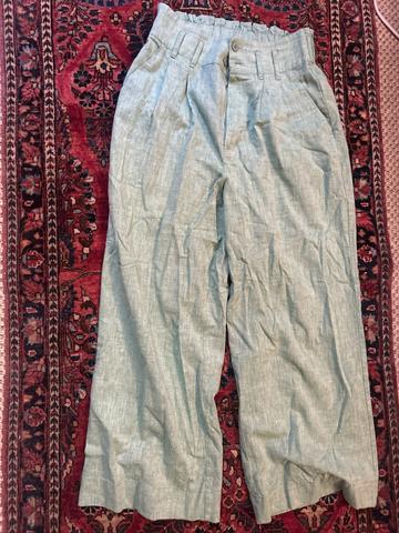 green linen pants