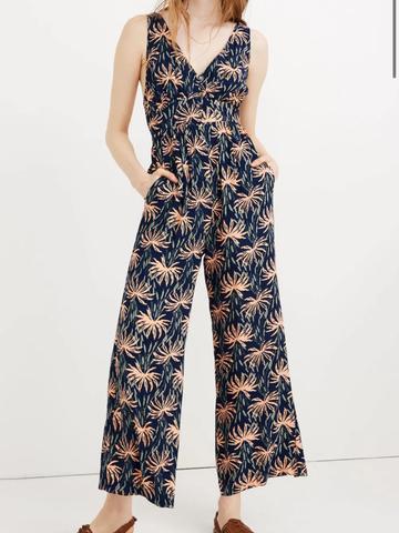 Sleeveless Jumpsuit Palm Print