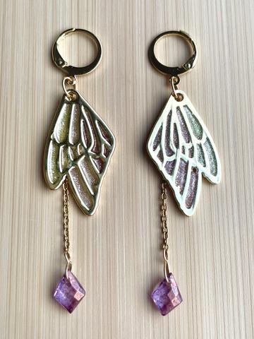 Winged Amethyst earrings/mask charms