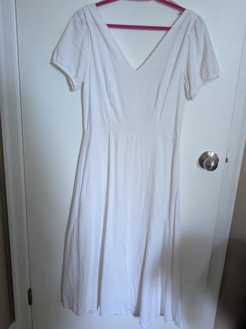 White linen cotton midi