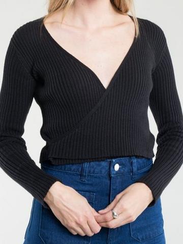 Long Sleeve Crossover Sweater