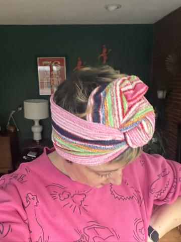 Handmade Wired Headwrap Turban with Vintage Fabric