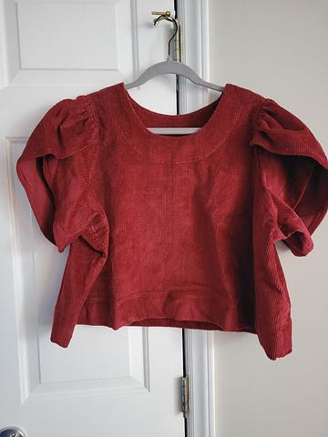 Corduroy Puff/Tulip Sleeve Top