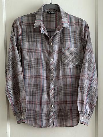 80s Vintage Button Down Plaid Blouse