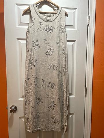 Peopled Print Linen Dress