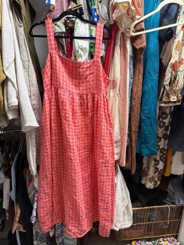 Suki Tomato & Pink Check Linen Dress