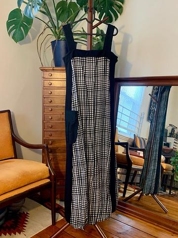 NY 77 Design Black and White Wide Strap Check Dress
