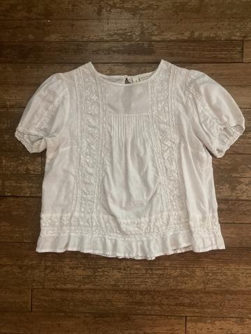 Embroidered Lace Puff Sleeve Blouse