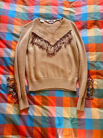 Leather Fringe Sweater