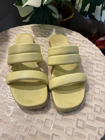 Yellow strappy flat sandal