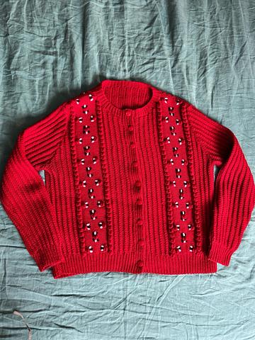 Red Floral Cardigan