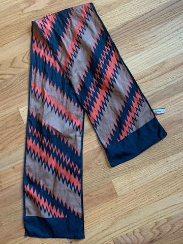 Mod orange, navy & camel pattern scarf