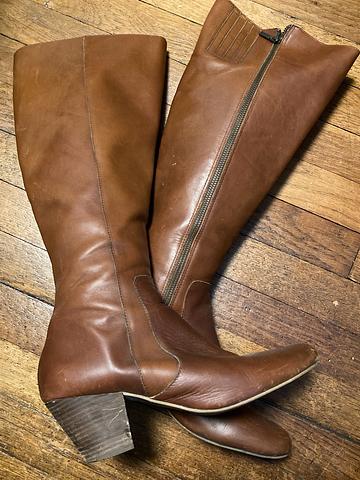 Tall leather heeled boots- minor flaws