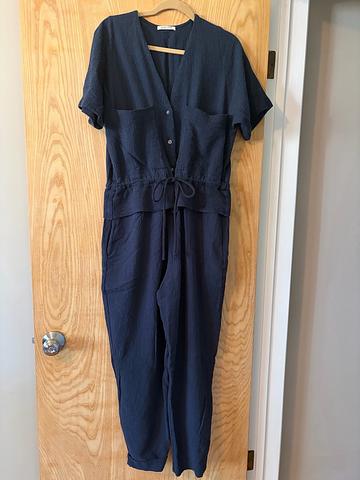 Navy cotton jumpsuit