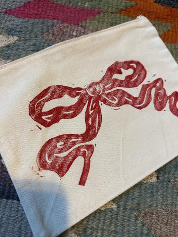 Handmade Linocut Canvas Zipper Pouch