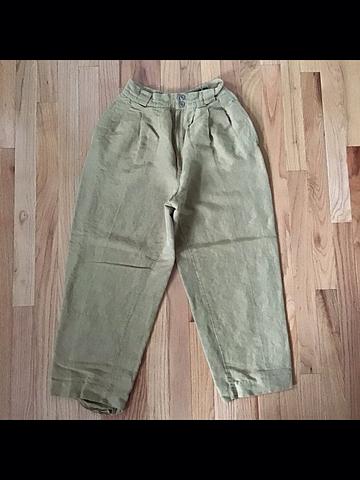 Vintage 70s 80s Giorgio Sant’Angelo (bohemian Studio 54 favorite designer) High Waisted Slight Balloon Shaped Pleated Linen Pants